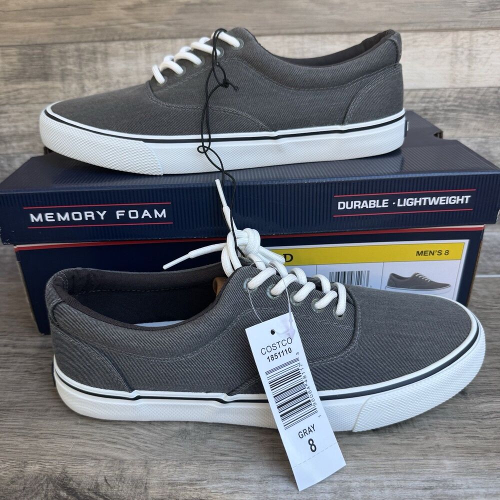 Izod Men's Rangley Canvas Memory Foam Gray Lace Up Sneaker Shoes Size 8